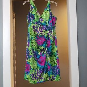 Multiprint silky cocktail dress